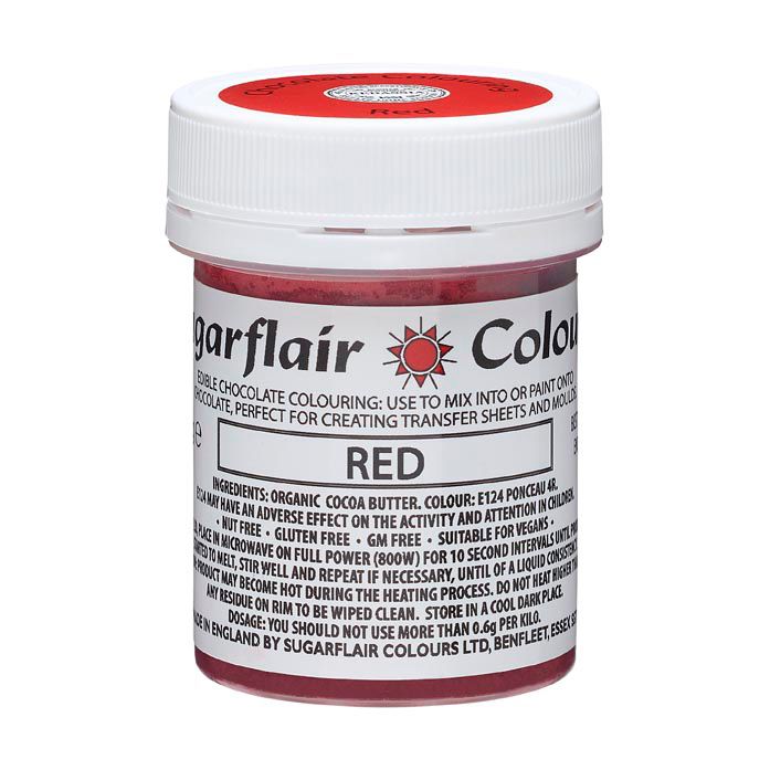 Sugarflair Kakaobutter Farbe - Schokoladenfarbe Rot 35g Sugarflair Kakaobutter Farbe - Schokoladenfarbe Rot 35g