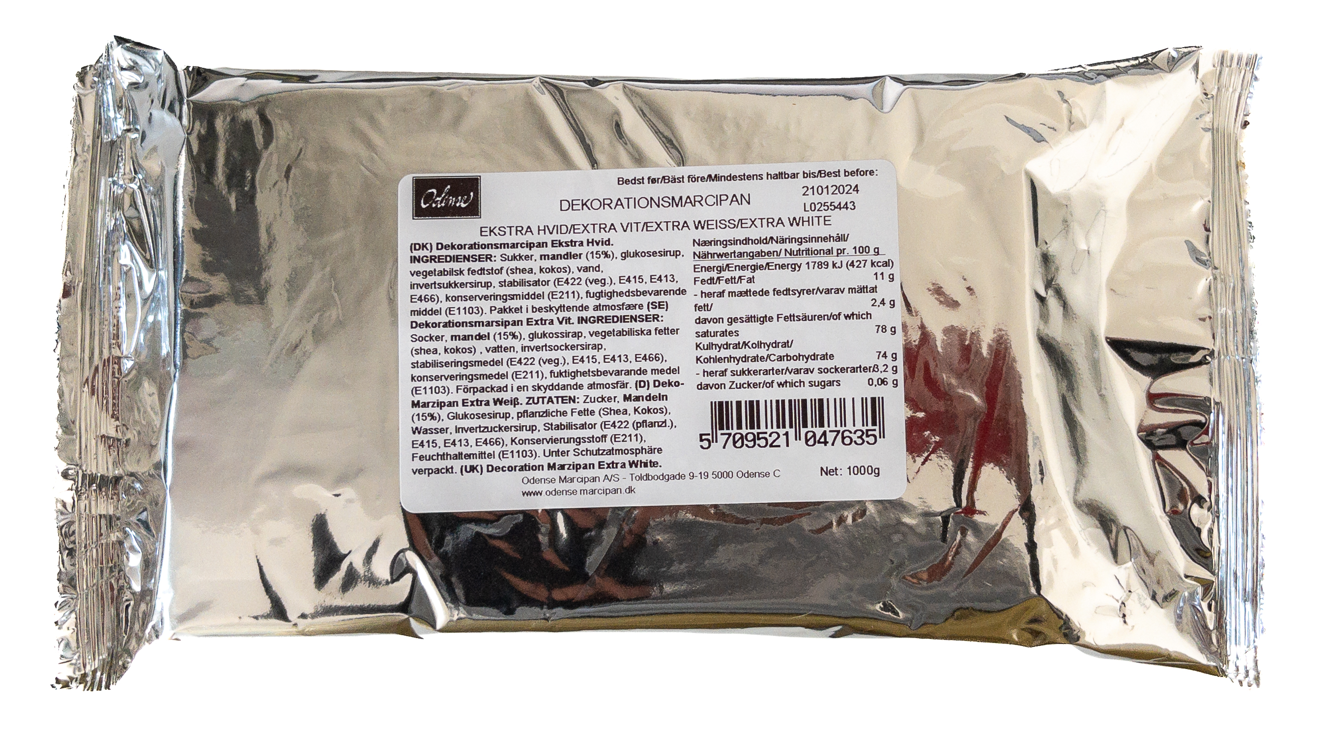 Zuckerpapier24-Odense-Deko-Marzipan-Extra-Weiss-1kg Odense Rollmarzipan Weiß – 1 kg zum Eindecken von Torten & Modellieren
