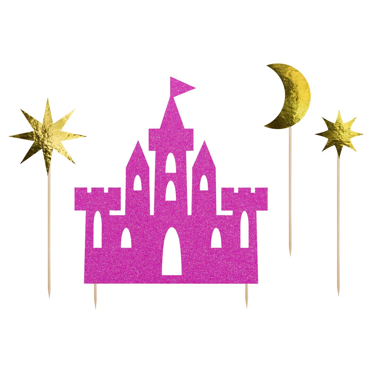 PartyDeco Cake Topper Prinzessinen Schloss Set 4-teilig