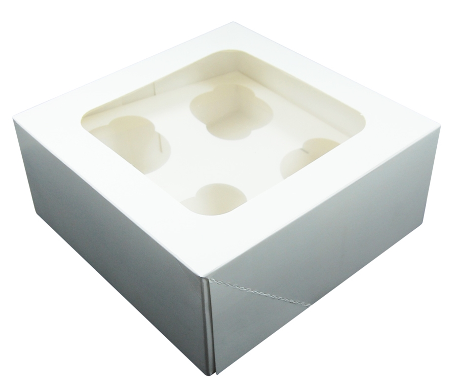 Cupcake Box weiß für 4 Stück/ 1 Box