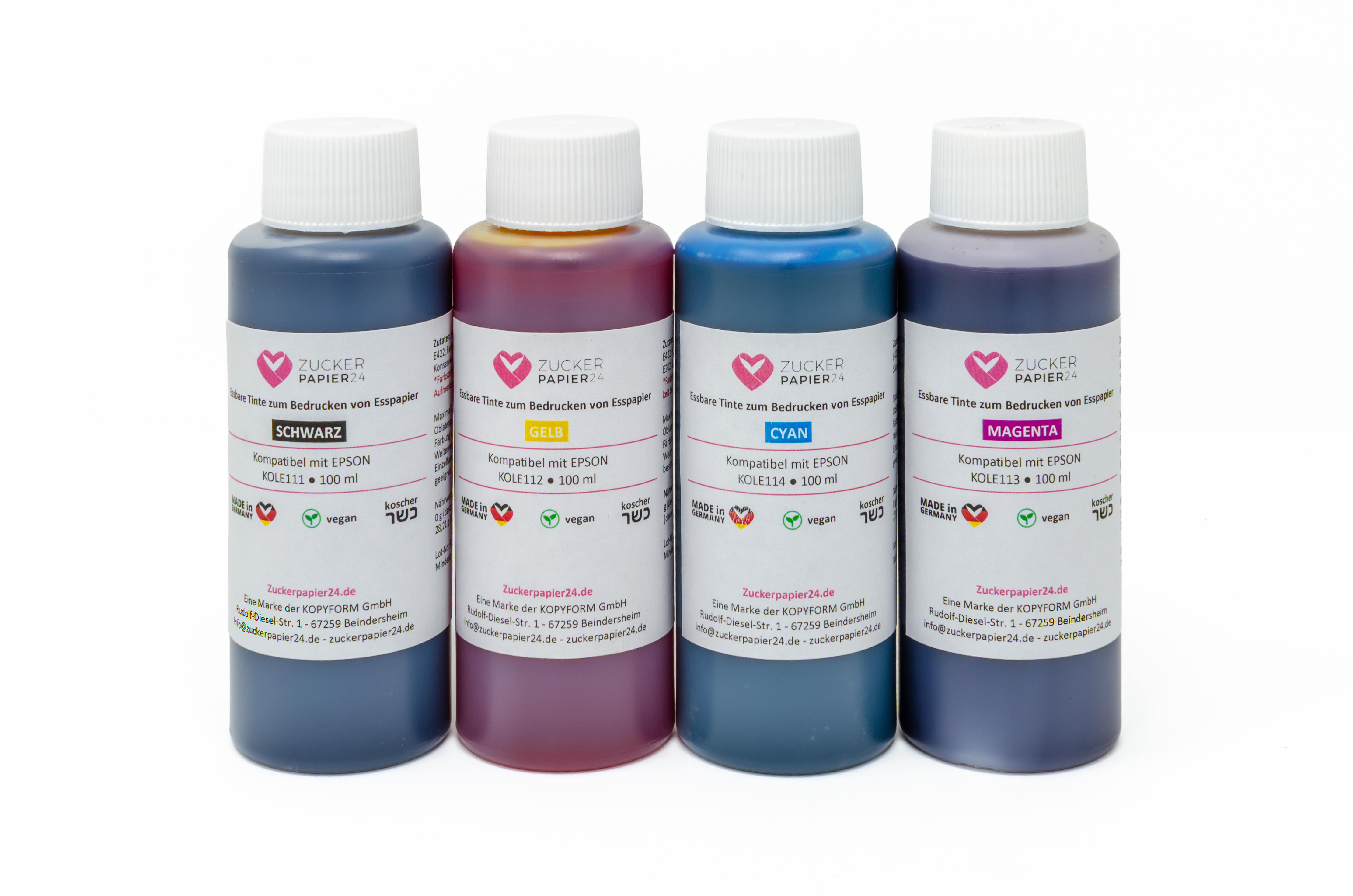 Lebensmitteltinte für Epson - Set 4 x 100 ml