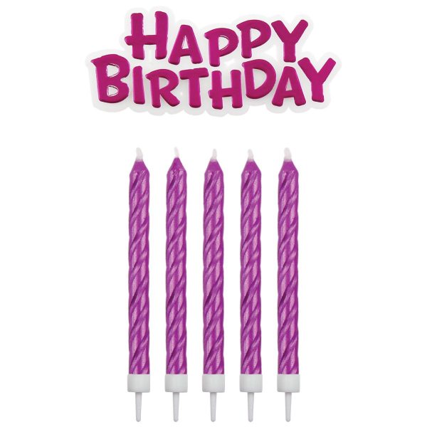 PME Kerzen Happy Birthday pink 17-teilig