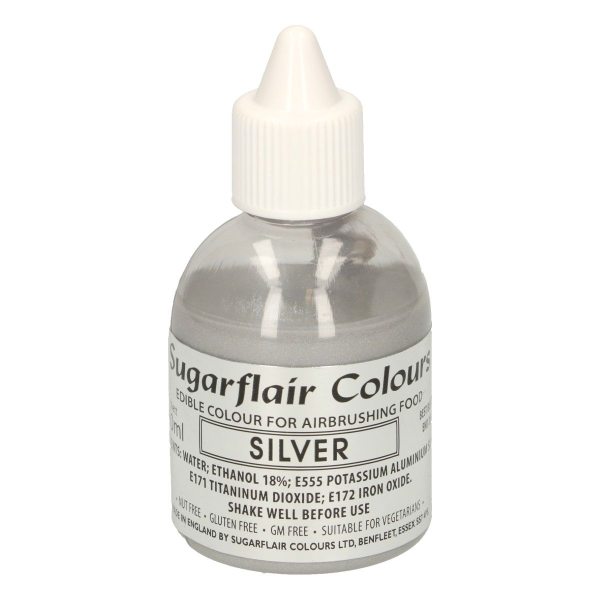 Sugarflair Airbrush Farbe - Silber - 60ml
