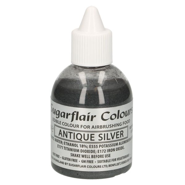 Sugarflair Airbrush Colouring -Glitter Antique Silver- 60ml